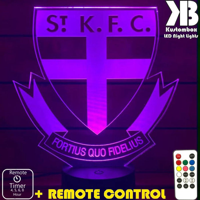 ST KILDA SAINTS Football Club LED Night Light 7 Colours + Remote Control - Kustombox AFL