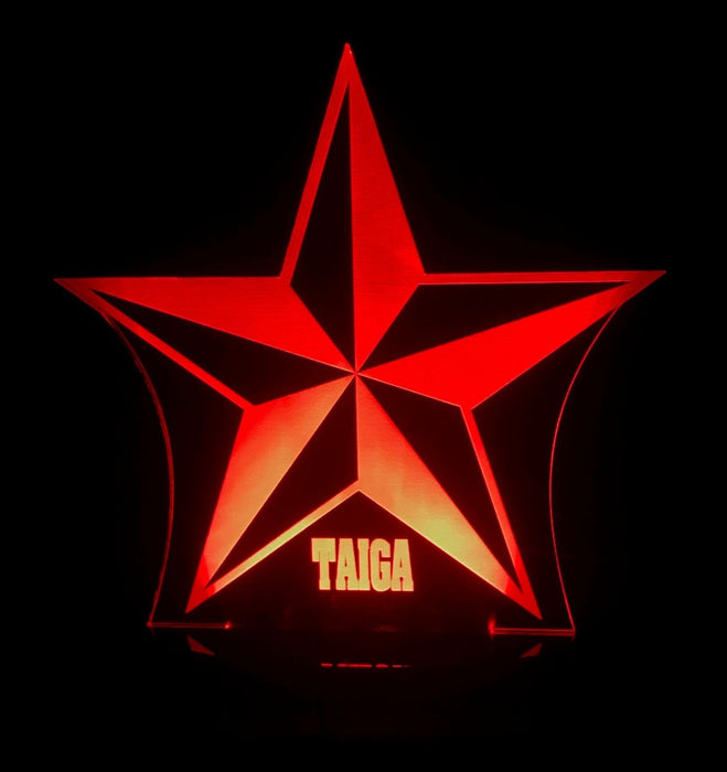 Star Shape Personalised Name - 3D LED Night Light 7 Colours + Remote Control - Kustombox