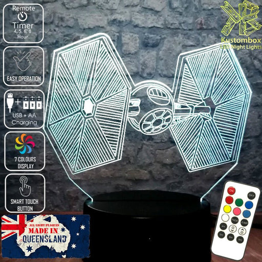 Star Wars Tie Fighter - LED Night Light 7 Colours + Remote Control - Kustombox