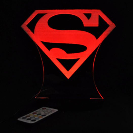 Superman Logo Personalised Name - 3D LED Night Light 7 Colours + Remote Control - Kustombox dc comics