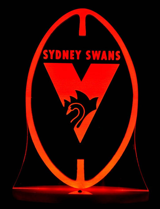 Sydney Swans Football Club Australian Football 3D LED Night Light 7 Colours + Remote Control - Kustombox AFL