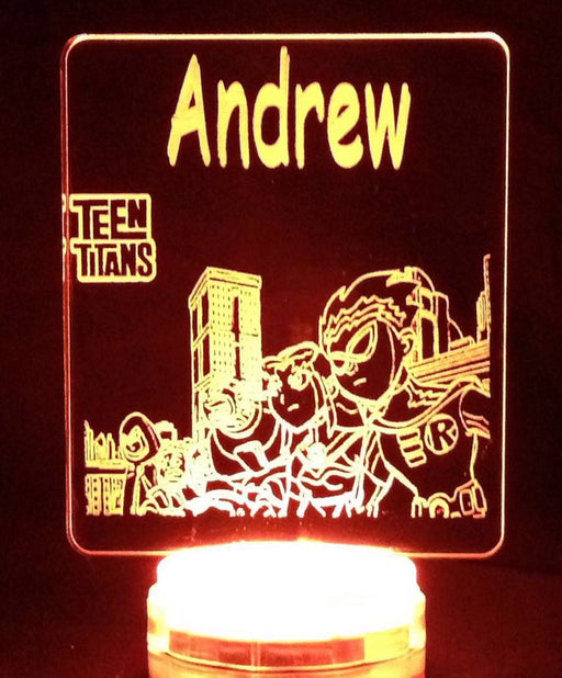 Teen Titans Personalised Name 3D LED Night Light 7 Colours + Remote Control - Kustombox