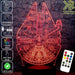 The Millennium Falcon Star Wars - LED Night Light 7 Colours + Remote Control - Kustombox