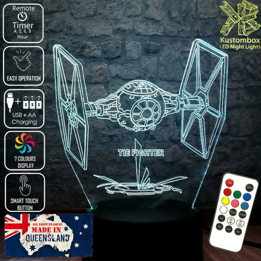 Tie Fighter Star Wars - LED Night Light 7 Colours + Remote Control - Kustombox