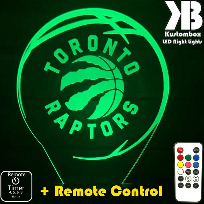 TORONTO RAPTORS NBA BASKETBALL LED Night Light 7 Colours + Remote Control - Kustombox