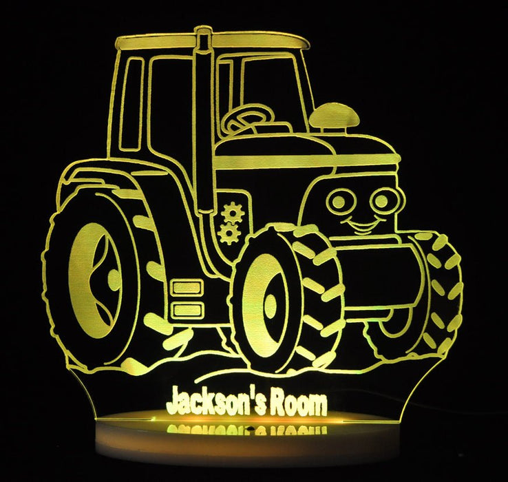 Tractor Personalised Name - 3D LED Night Light 7 Colours + Remote Control - Kustombox