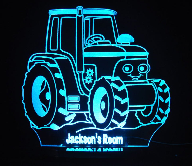 Tractor Personalised Name - 3D LED Night Light 7 Colours + Remote Control - Kustombox