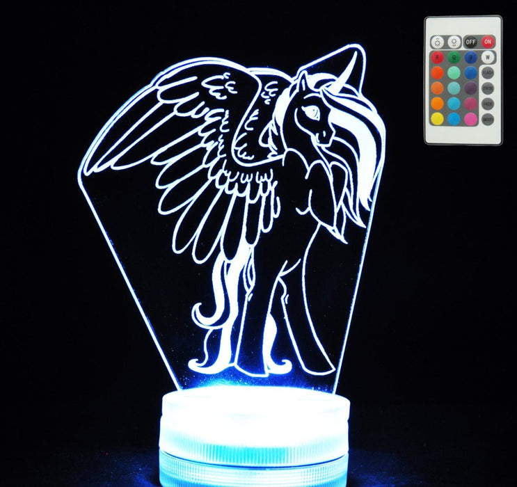 Unicorn Pegasus 3D LED Night Light 7 Colours + Remote Control - Kustombox