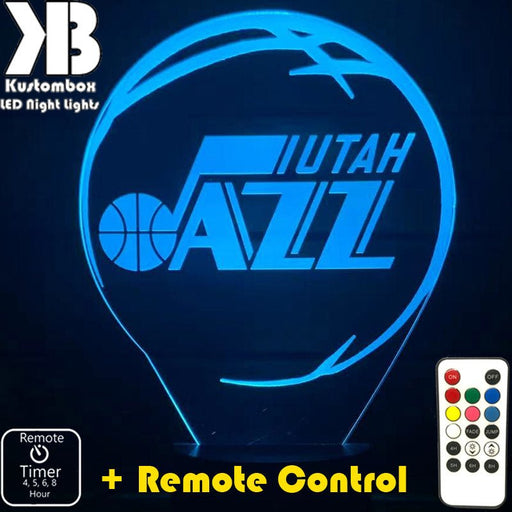 UTAH JAZZ NBA BASKETBALL LED Night Light 7 Colours + Remote Control - Kustombox
