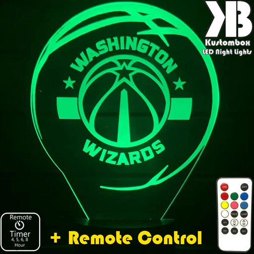 WASHINGTON WIZARDS NBA BASKETBALL LED Night Light 7 Colours + Remote Control - Kustombox
