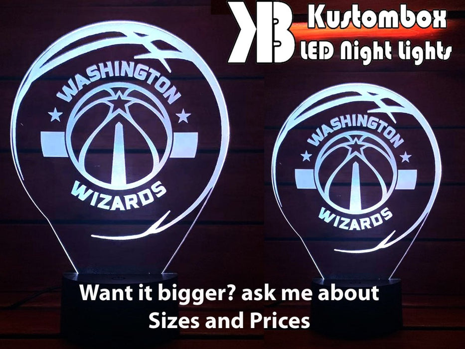 WASHINGTON WIZARDS NBA BASKETBALL LED Night Light 7 Colours + Remote Control - Kustombox