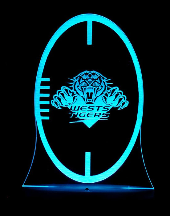 West Tigers Rugby League Club 3D LED Night Light 7 Colours + Remote Control - Kustombox NRL