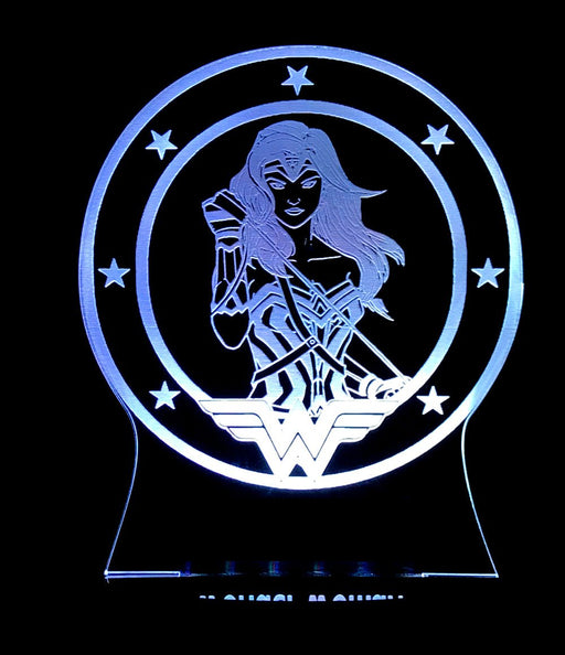 Wonder Woman Personalised Name - 3D LED Night Light 7 Colours + Remote Control - Kustombox dc comics