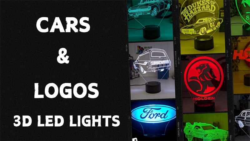 Cars - Trucks - Motorbikes 3D LED Night Light Lamps - Kustombox