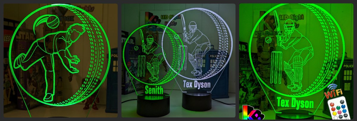 CRICKET PLAYER PERSONALISED NAME 3D LED NIGHT LIGHT LAMP - Kustombox