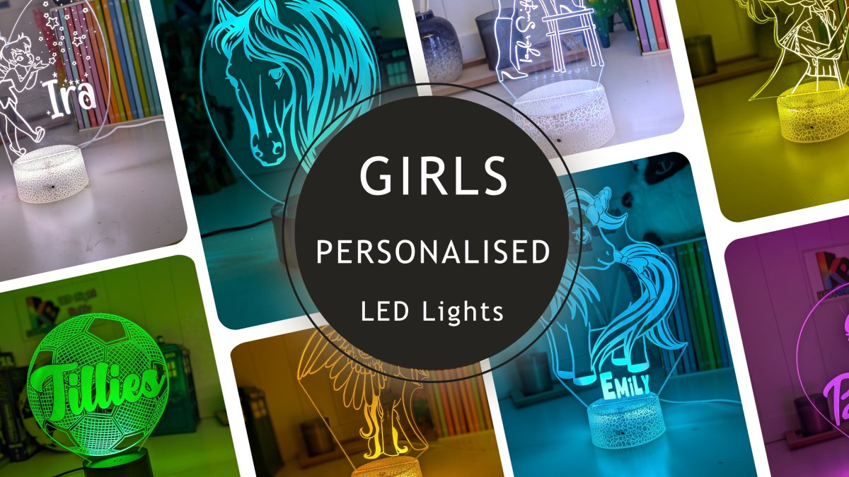 Girls 3D LED Night Lights Room Nursery Lamps Gifts, Birthday, Christmas - Kustombox