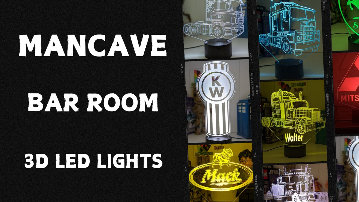 Man Cave Bar Room 3D LED Night Light Lamps - Kustombox
