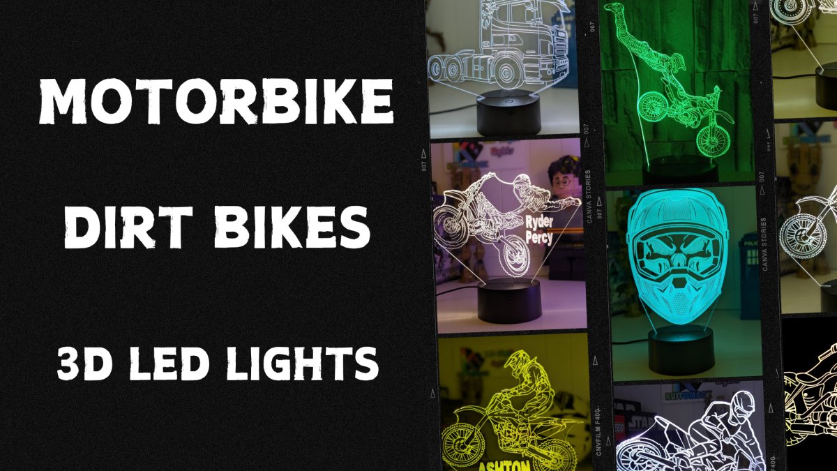 Motorbike Motocross Dirt bikes 3D LED Night Light Lamps - Kustombox