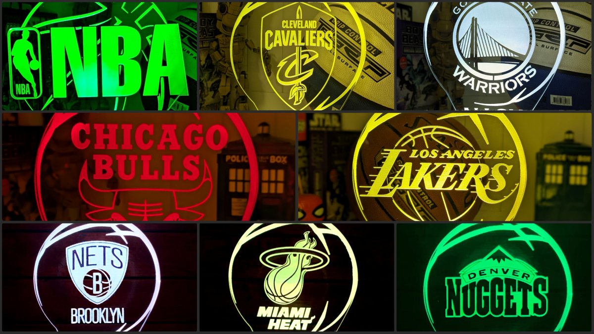 NBA Basketball Teams Personalised Name 3D LED Night Light Lamp - Kustombox