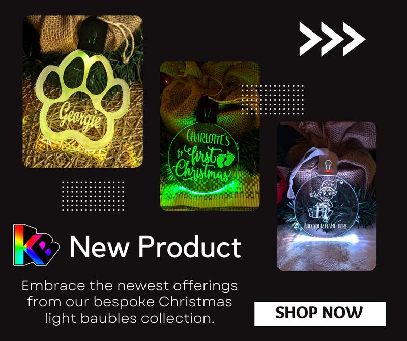 Personalised Names Baubles Xmas Tree Decoaration 3D Lights - Kustombox