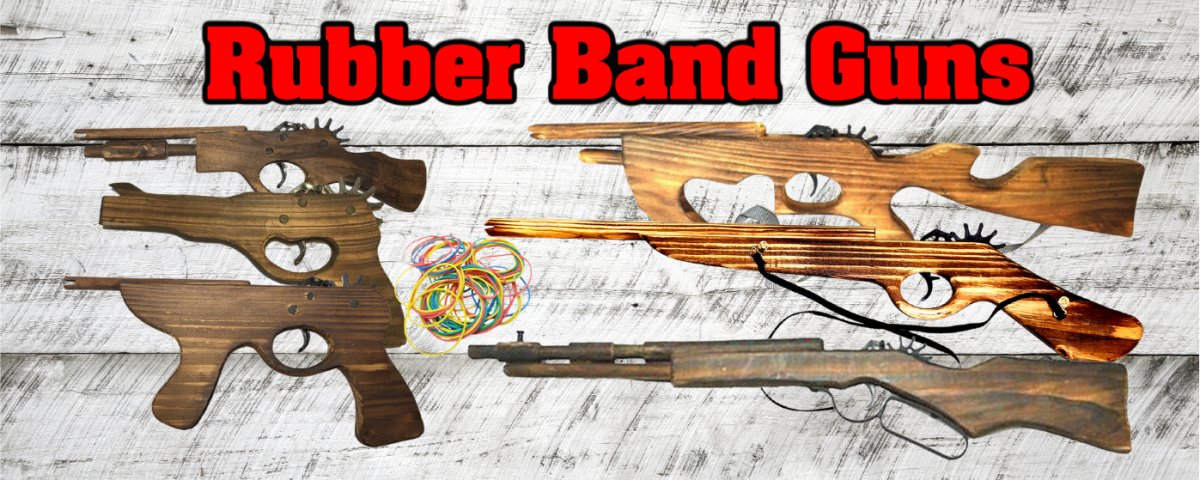 Rubber Band Guns Wooden Hand Held Launcher - Kustombox