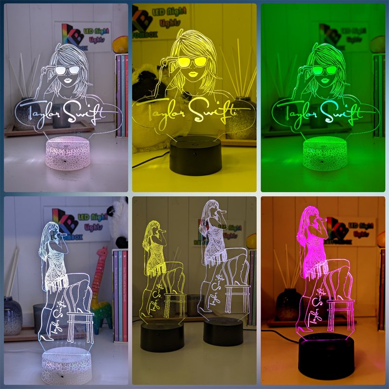 Taylor Swift Personalised Name Swiftee 3D LED Night Light Room Lamp - Kustombox