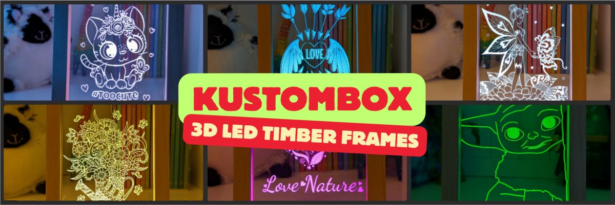 Timber Frame Personalised Name 3D LED Night Light Lamps - Kustombox