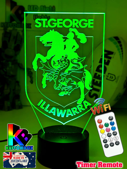 ST GEORGE DRAGONS Rugby League Football Club LED Night Light