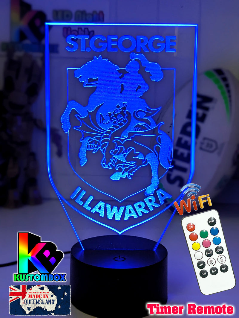 ST GEORGE DRAGONS Rugby League Football Club LED Night Light