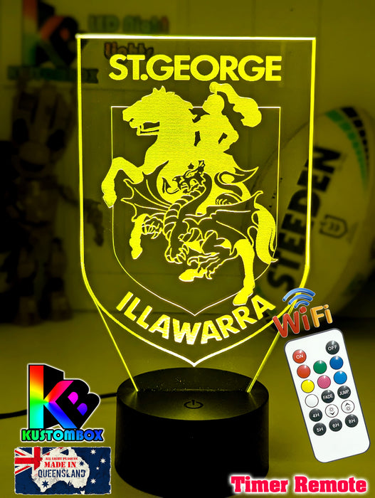 ST GEORGE DRAGONS Rugby League Football Club LED Night Light