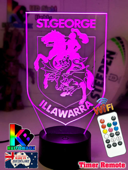 ST GEORGE DRAGONS Rugby League Football Club LED Night Light