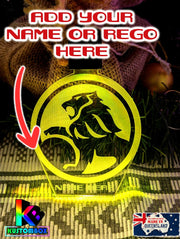 Custom engraved Holden car logo bauble illuminated with multi-colour LED lights