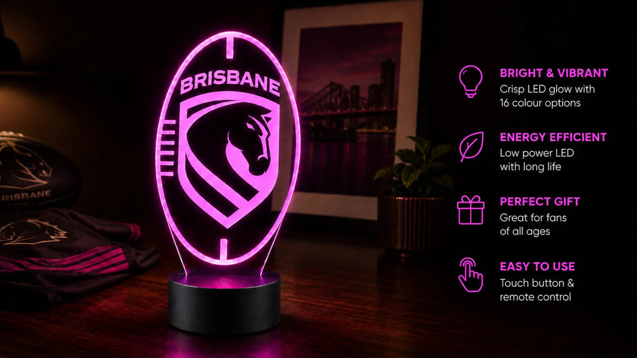 Brisbane Broncos Personalised Ball Shaped LED Lamp