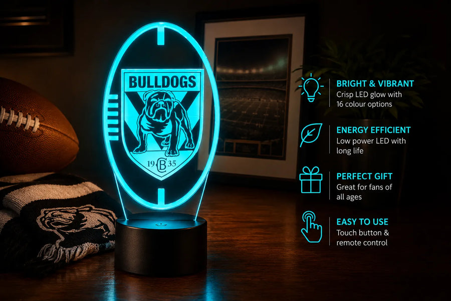 Canterbury Bulldogs Ball Shaped Football 3D LED Night Light