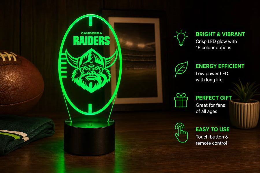 Canberra Raiders Personalised Ball Shaped 3D LED Night Light