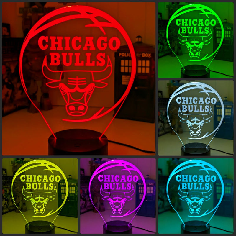 Chicago Bulls NBA 3D LED night light with USB power, fade and strobe lighting modes