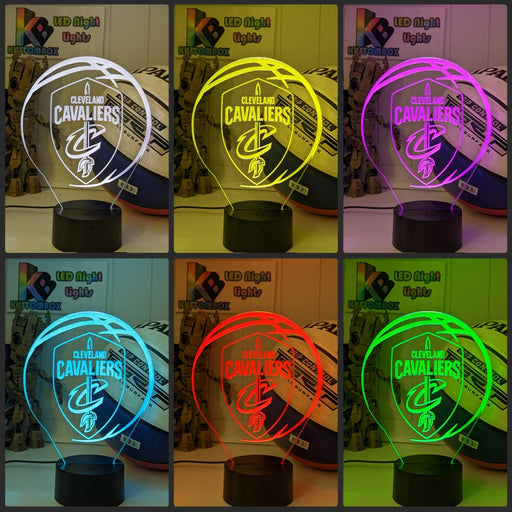 custom Cleveland Cavaliers basketball LED lamp with engraved name and multi-colour lighting