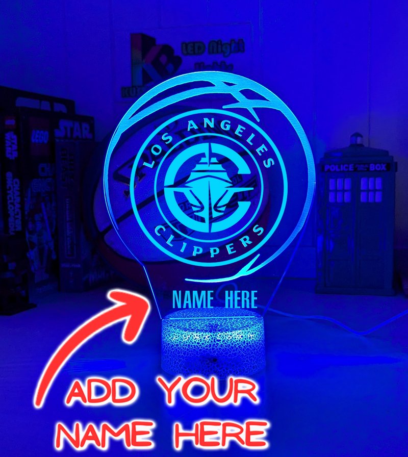 Los Angeles Clippers logo 3D LED light with 16-colour remote, great NBA gift for man cave or bedroom