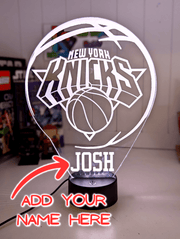 New York Knicks logo 3D LED light with 16-colour remote, great NBA gift for man cave or bedroom