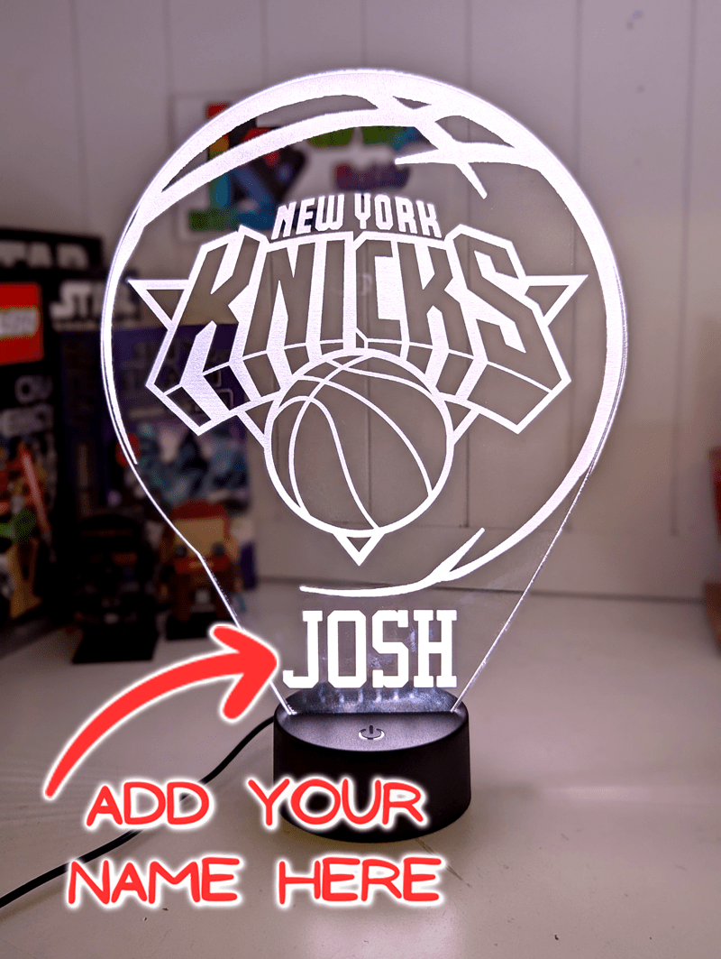 New York Knicks logo 3D LED light with 16-colour remote, great NBA gift for man cave or bedroom