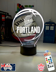 Portland Trail Blazers logo 3D LED light with 16-colour remote, great NBA gift for man cave or bedroom