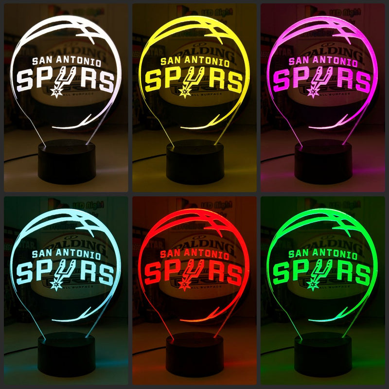 San Antonio Spurs logo 3D LED light with 16-colour remote, great NBA gift for man cave or bedroom