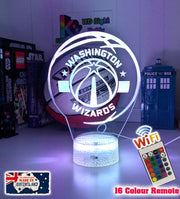  Washington Wizards logo 3D LED light with 16-colour remote, great NBA gift for man cave or bedroom