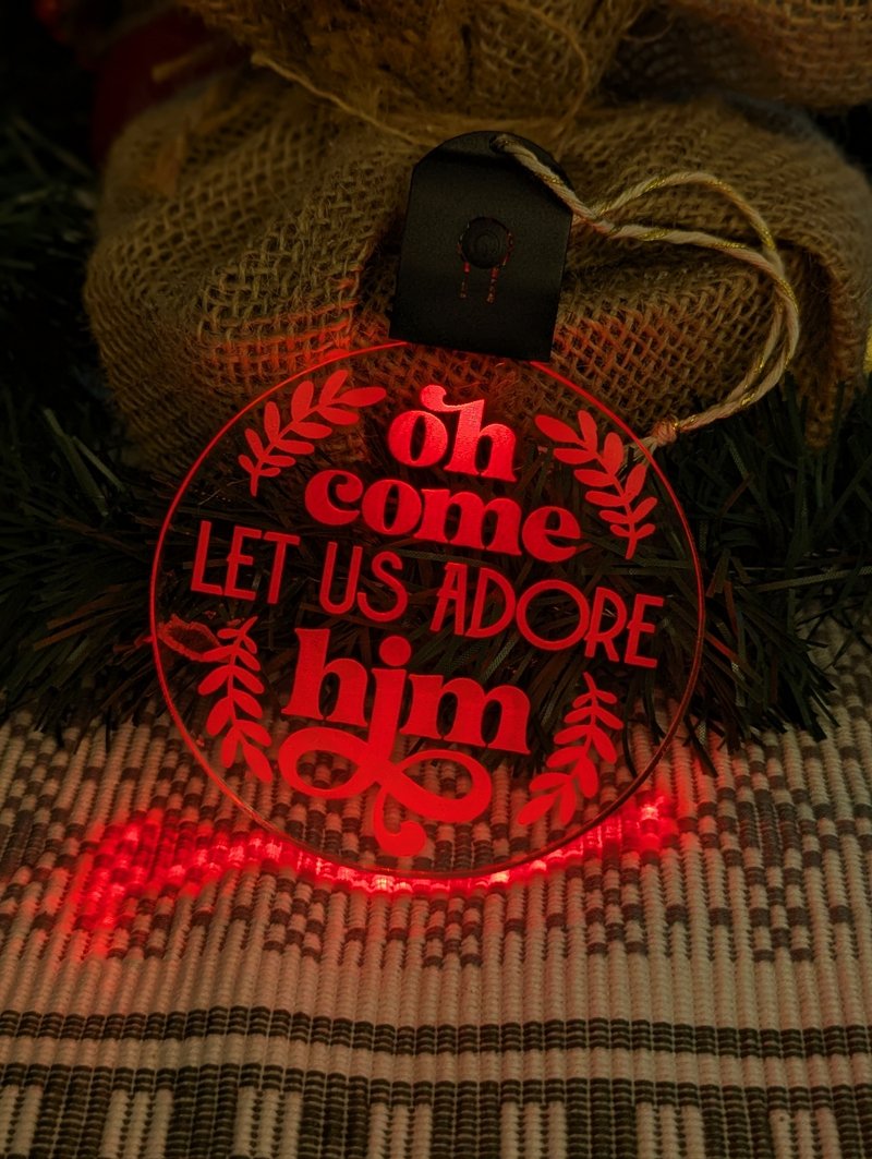 Vibrant 7-colour Christ, the Lord acrylic bauble with on/off button and engraving