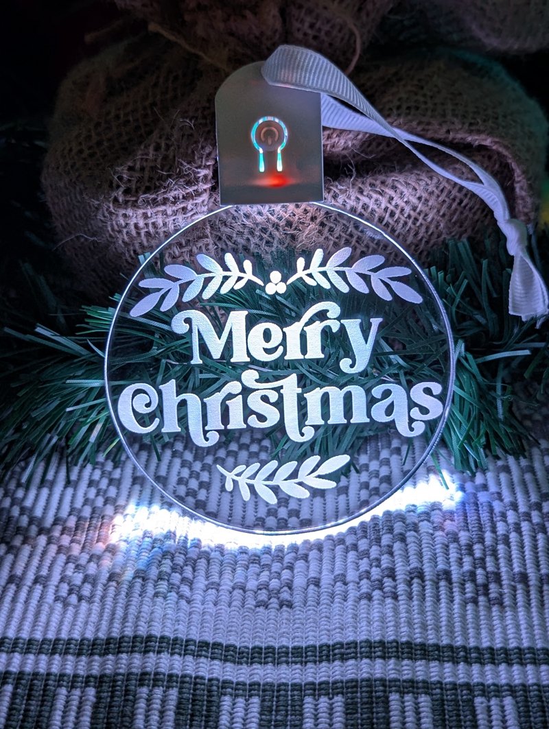 Wish you a Merry Christmas personalised acrylic bauble with 7-colour changing effects