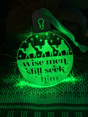three wise men personalised acrylic bauble with 7-colour changing effects