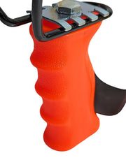 Fishing burley launcher stored in tackle bag space for shore or boat fishing