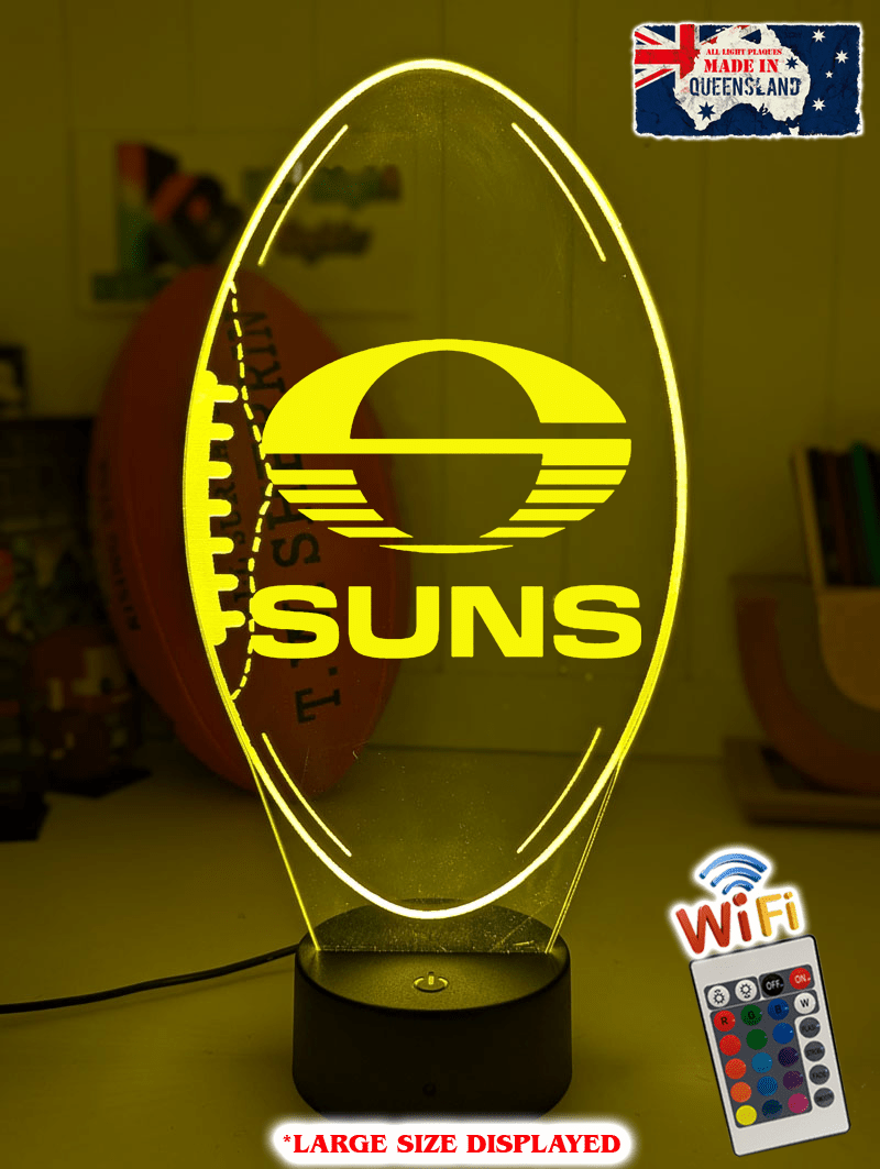 Gold coast Suns 3D LED ball night light – 16-colour remote lamp for kids, bars or man caves.Size