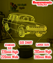   acrylic LED night light with colour-changing modes and smooth engraved detailing. sizing chart