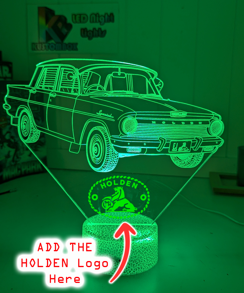 USB powered LED night light with engraved acrylic panel and adjustable lighting colours.